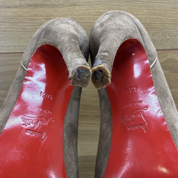 Christian Louboutin JS Suede Pumps 40.5 US 10.5 Light Brown Nude Platform - Picture 14 of 14